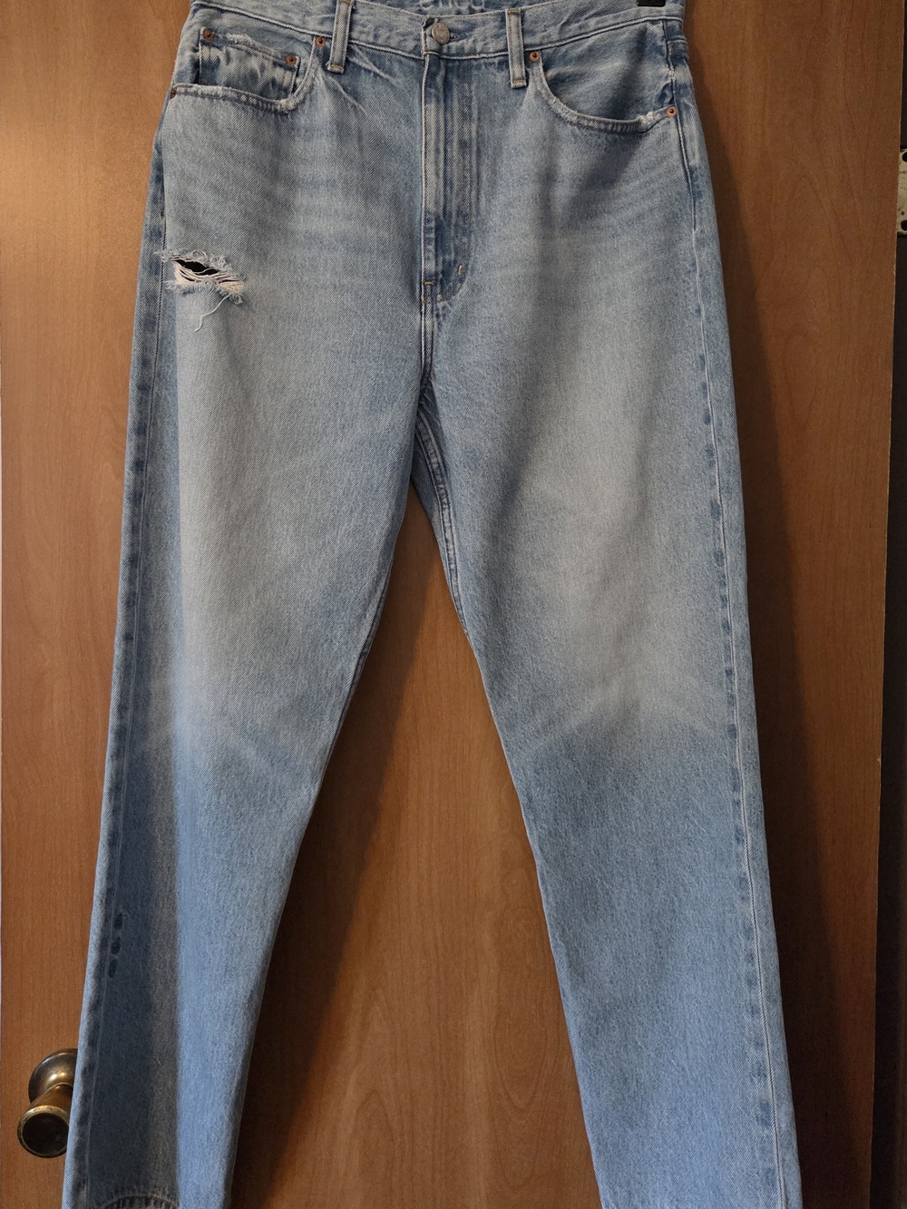 ETICA Faded Blue High Waist Straight Leg Jeans Size 30 Vintage Distressed